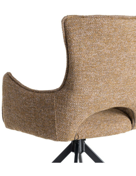 Fauteuil de table industriel chic Tissu Beige Métal Noir Ulrano (Lot de 2)