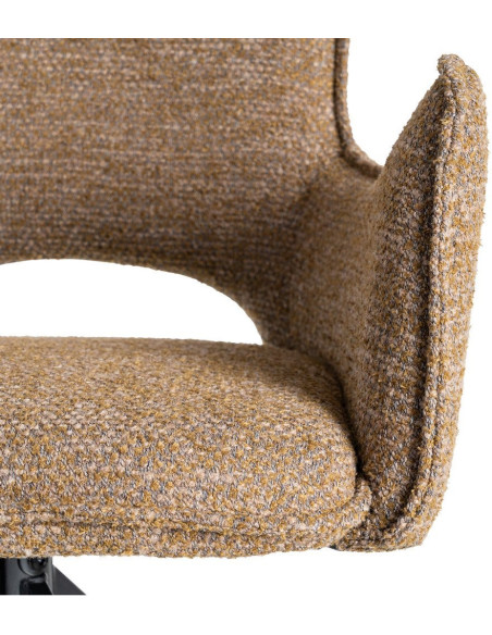 Fauteuil de table industriel chic Tissu Beige Métal Noir Ulrano (Lot de 2)