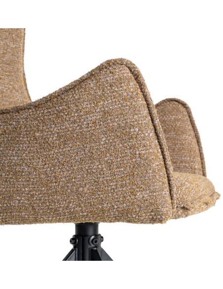 Fauteuil de table industriel chic Tissu Beige Métal Noir Ulrano (Lot de 2)