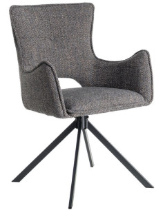 Fauteuil de table industriel chic Tissu Gris Métal Noir...
