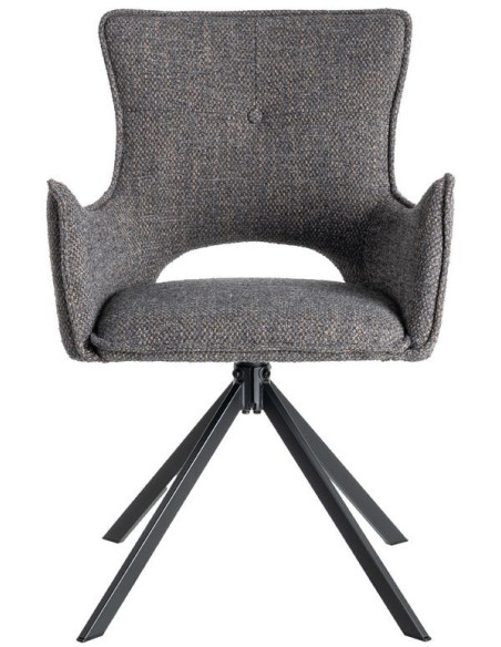 Fauteuil de table industriel chic Tissu Gris Métal Noir Ulrano (Lot de 2)