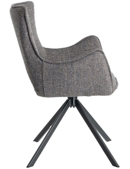 Fauteuil de table industriel chic Tissu Gris Métal Noir Ulrano (Lot de 2)