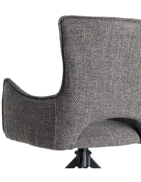 Fauteuil de table industriel chic Tissu Gris Métal Noir Ulrano (Lot de 2)