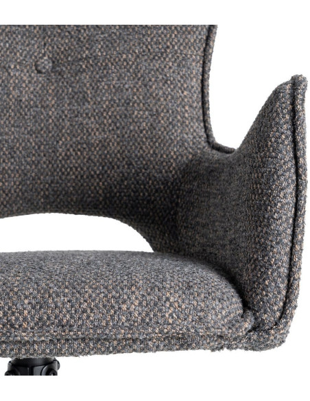 Fauteuil de table industriel chic Tissu Gris Métal Noir Ulrano (Lot de 2)