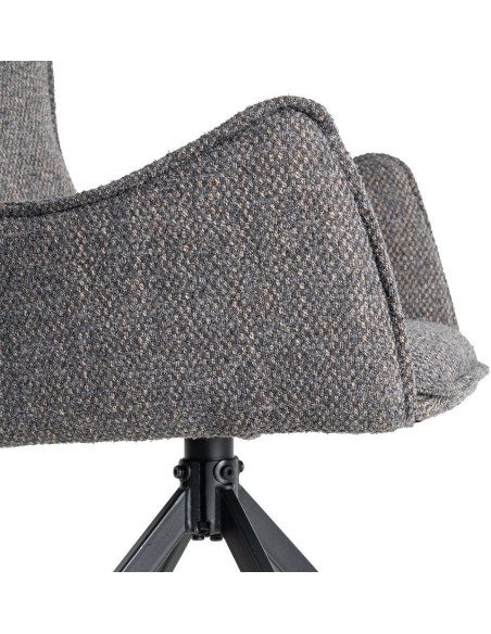 Fauteuil de table industriel chic Tissu Gris Métal Noir Ulrano (Lot de 2)