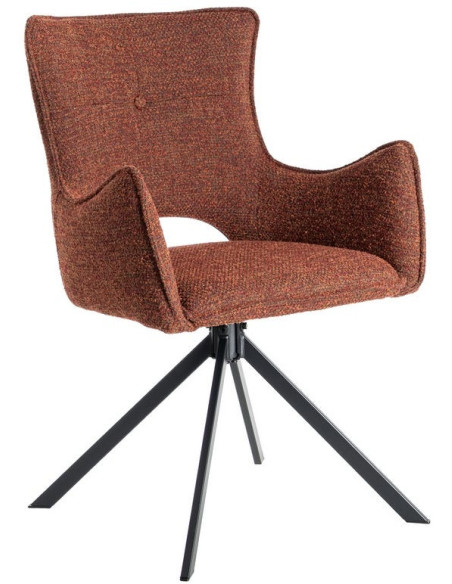 Fauteuil de table industriel chic Tissu Rouge bordeaux Métal Noir Ulrano (Lot de 2)