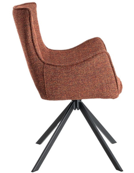 Fauteuil de table industriel chic Tissu Rouge bordeaux Métal Noir Ulrano (Lot de 2)