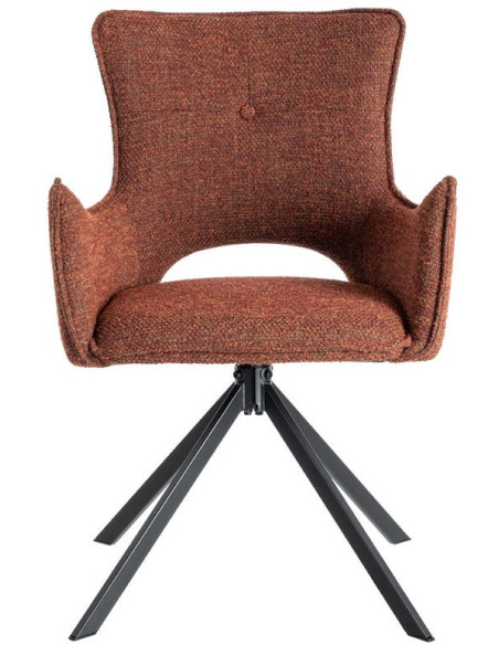 Fauteuil de table industriel chic Tissu Rouge bordeaux Métal Noir Ulrano (Lot de 2)