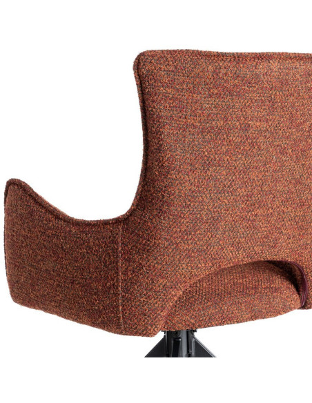 Fauteuil de table industriel chic Tissu Rouge bordeaux Métal Noir Ulrano (Lot de 2)