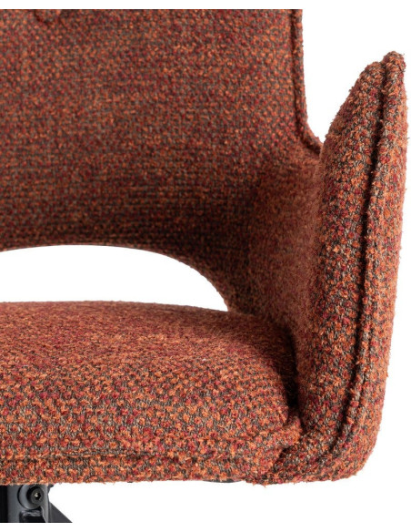 Fauteuil de table industriel chic Tissu Rouge bordeaux Métal Noir Ulrano (Lot de 2)