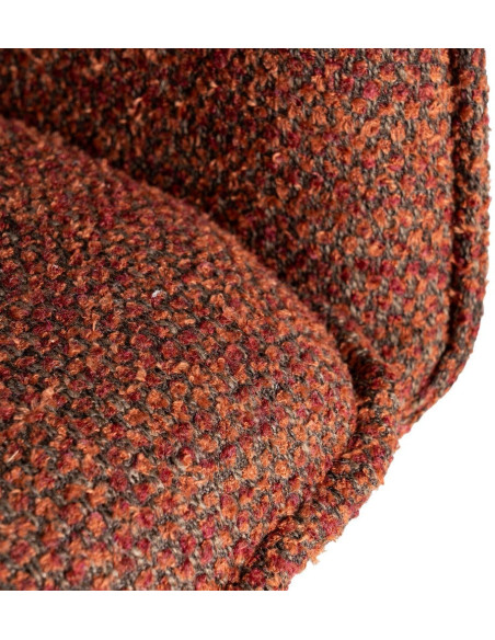 Fauteuil de table industriel chic Tissu Rouge bordeaux Métal Noir Ulrano (Lot de 2)