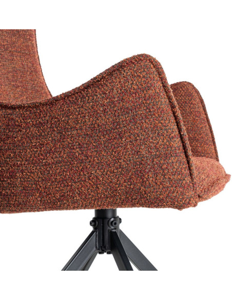 Fauteuil de table industriel chic Tissu Rouge bordeaux Métal Noir Ulrano (Lot de 2)