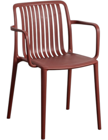 Fauteuil de table extérieur design en Polypropylène Rouge grenat Ihlaya (Lot de 4)