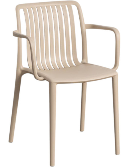 Fauteuil de table extérieur design en Polypropylène Beige Ihlaya (Lot de 4)