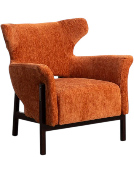 Fauteuil de salon moderne en Tissu Terracotta Bois d'hévéa Marron foncé Goraya