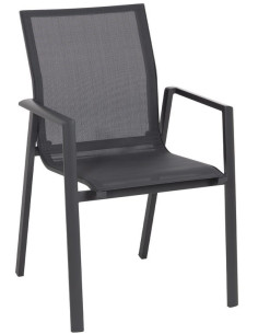 Fauteuil de jardin haut de gamme en Textilène Métal Gris foncé Nelia (Lot de 2)