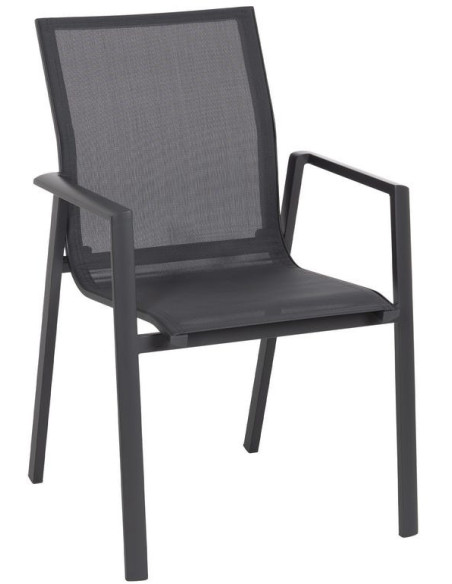 Fauteuil de jardin haut de gamme en Textilène Métal Gris foncé Nelia (Lot de 2)