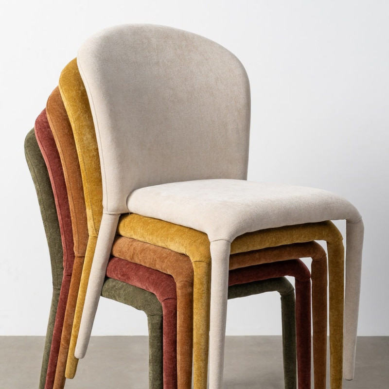 Chaise minimaliste en Tissu Marron...