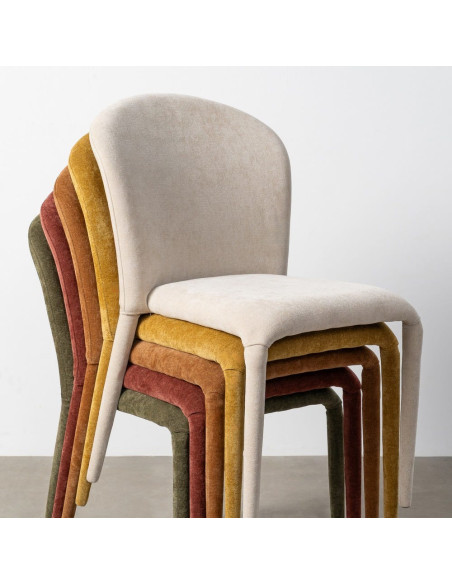 Chaise minimaliste en Tissu Marron Métal Muraya (Lot de 4)