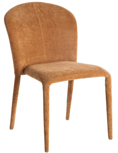 Chaise minimaliste en Tissu Marron Métal Muraya (Lot de 4)