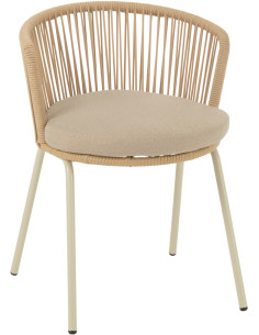 Chaise de jardin design bohème Corde Beige Métal Blanc Toa 