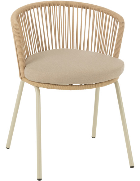 Chaise de jardin design bohème Corde Beige Métal Blanc Toa 