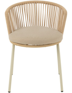 Chaise de jardin design bohème Corde Beige Métal Blanc Toa 