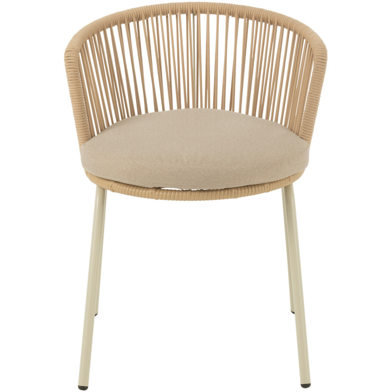 Chaise de jardin design bohème Corde Beige Métal Blanc Toa 