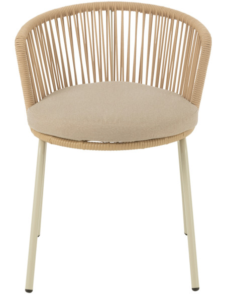 Chaise de jardin design bohème Corde Beige Métal Blanc Toa 