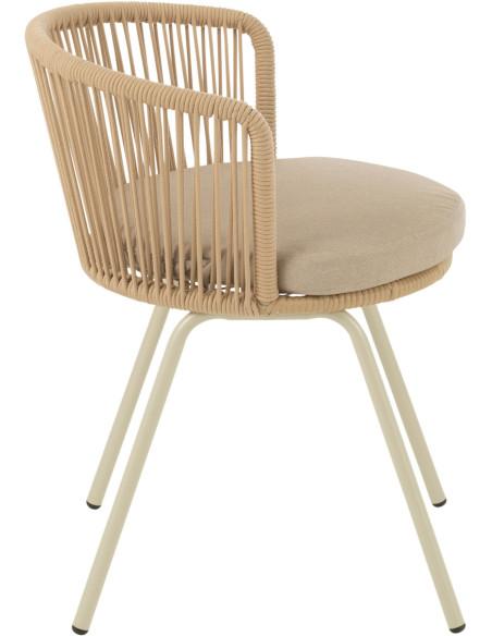 Chaise de jardin design bohème Corde Beige Métal Blanc Toa 