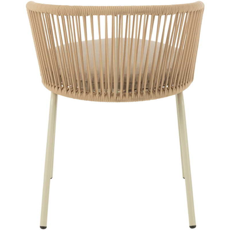 Chaise de jardin design bohème Corde Beige Métal Blanc Toa 