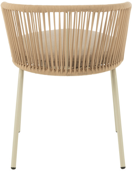 Chaise de jardin design bohème Corde Beige Métal Blanc Toa 