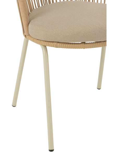 Chaise de jardin design bohème Corde Beige Métal Blanc Toa 