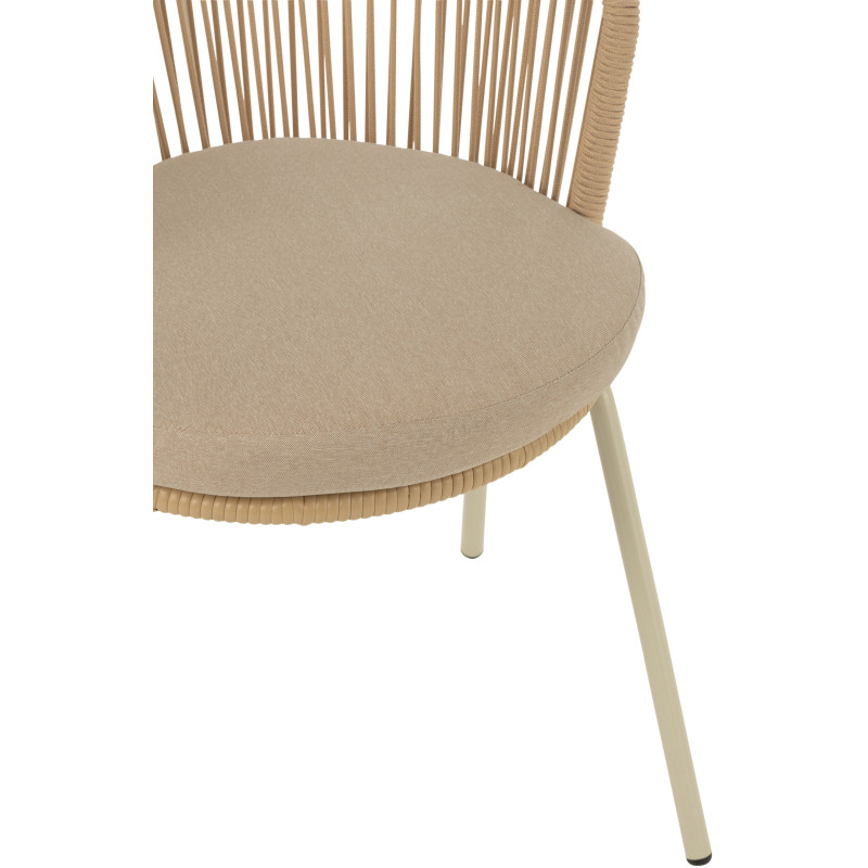Chaise de jardin design bohème Corde Beige Métal Blanc Toa 