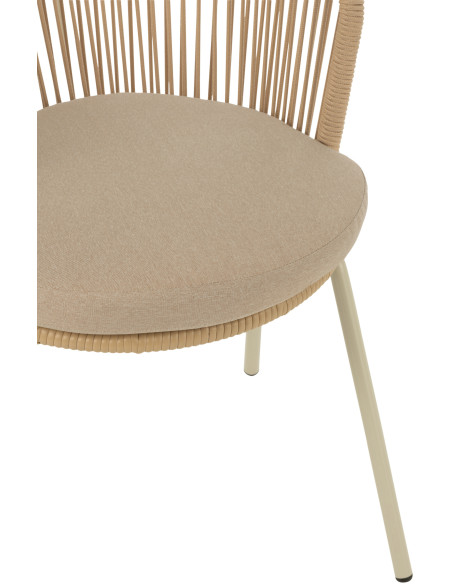 Chaise de jardin design bohème Corde Beige Métal Blanc Toa 