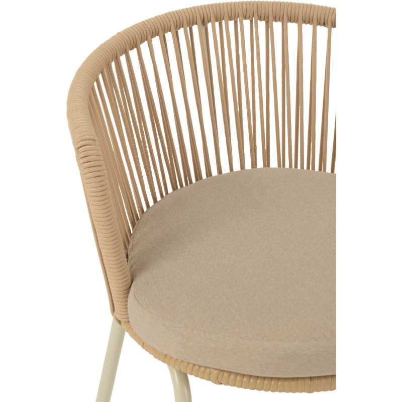 Chaise de jardin design bohème Corde Beige Métal Blanc Toa 