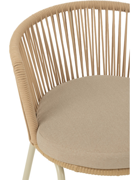 Chaise de jardin design bohème Corde Beige Métal Blanc Toa 