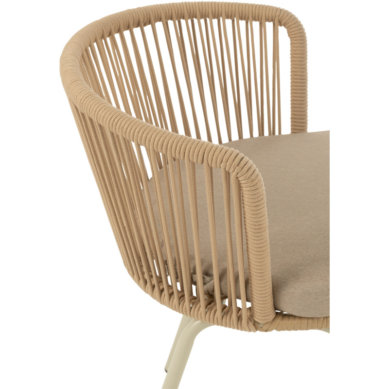 Chaise de jardin design bohème Corde Beige Métal Blanc Toa 