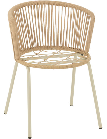 Chaise de jardin design bohème Corde Beige Métal Blanc Toa 