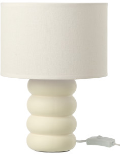 Lampe à poser design Pop H 31 cm Céramique Blanc Lin Beige Eva 