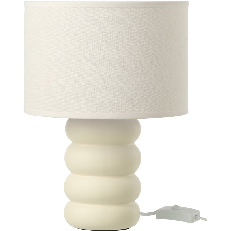 Lampe à poser design Pop H 31 cm Céramique Blanc Lin Beige Eva 