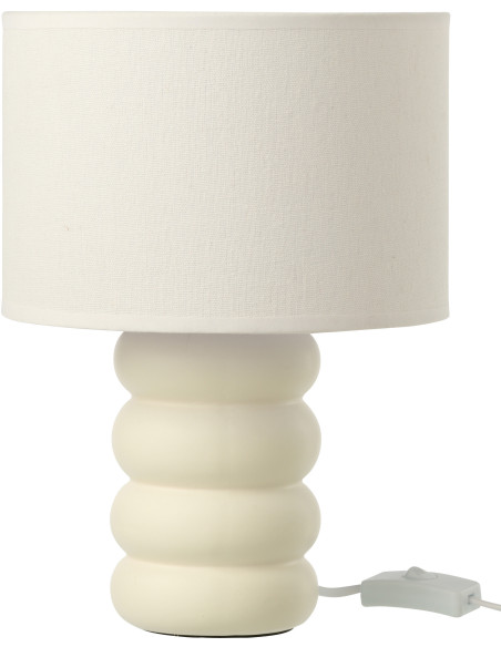 Lampe à poser design Pop H 31 cm Céramique Blanc Lin Beige Eva 