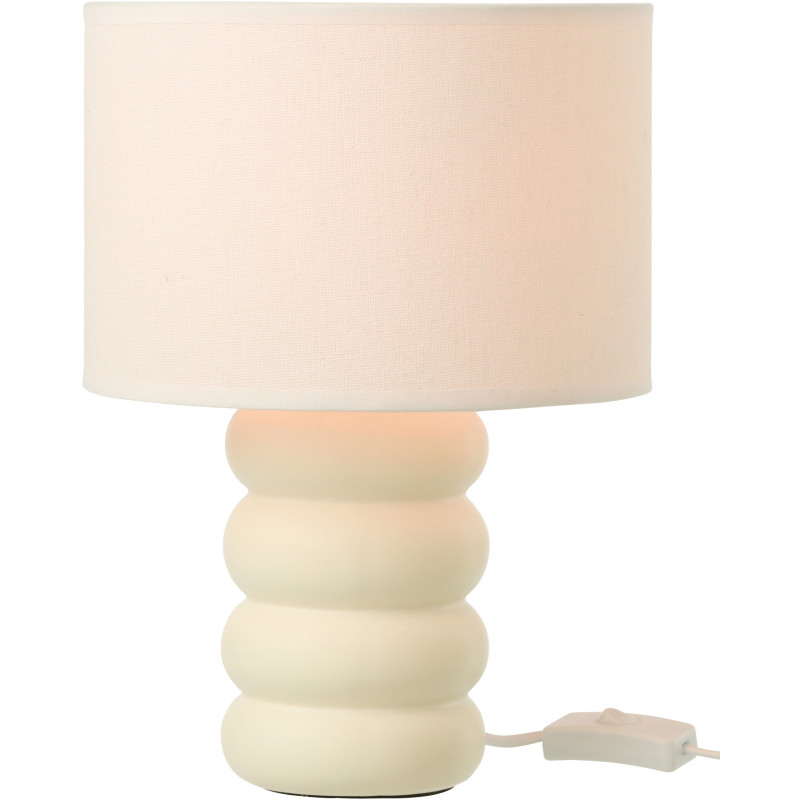 Lampe à poser design Pop H 31 cm Céramique Blanc Lin Beige Eva 