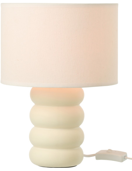 Lampe à poser design Pop H 31 cm Céramique Blanc Lin Beige Eva 