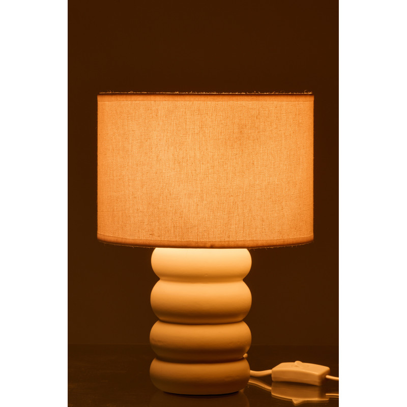 Lampe à poser design Pop H 31 cm Céramique Blanc Lin Beige Eva 