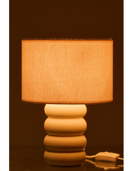 Lampe à poser design Pop H 31 cm Céramique Blanc Lin Beige Eva 