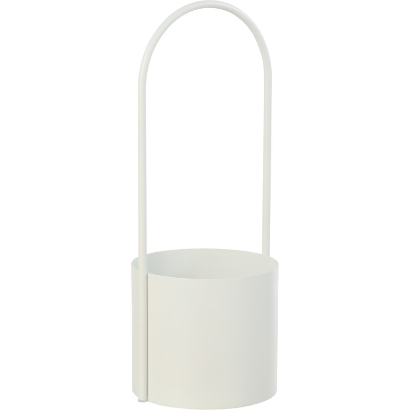 Cache-pot design avec poignée Rond Métal Blanc Minéo 