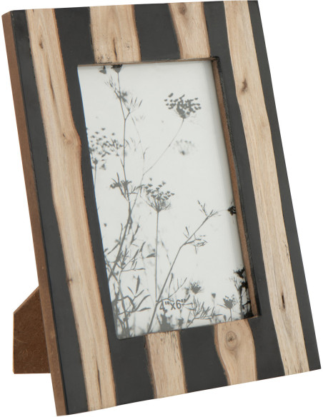 Cadre photo ethnique chic pour photo 10x15 Bois MDF Noir Naturel Elyon 