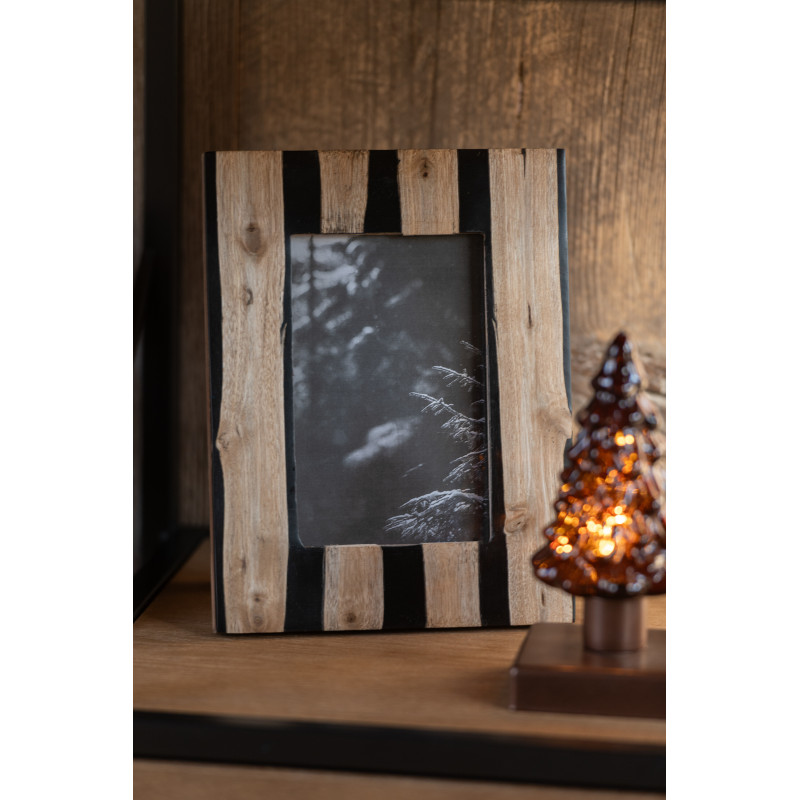 Cadre photo ethnique chic pour photo 10x15 Bois MDF Noir Naturel Elyon 