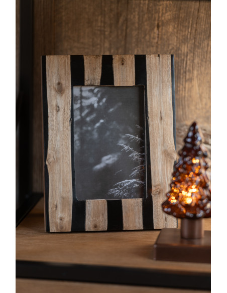 Cadre photo ethnique chic pour photo 10x15 Bois MDF Noir Naturel Elyon 